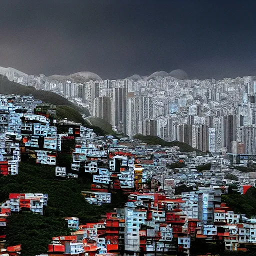 Image similar to rio de janeiro favela, wong kar wai, hyper - realistic, 8 k