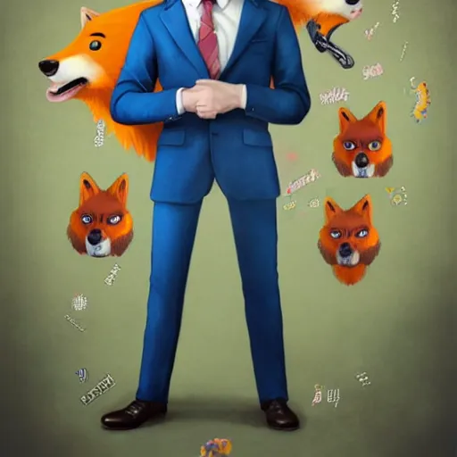 Image similar to a cute male anthropomorphic vulpes vulpes fulva teacher wearing suit working at a school, pixar style, by tristan eaton stanley artgerm and tom bagshaw.