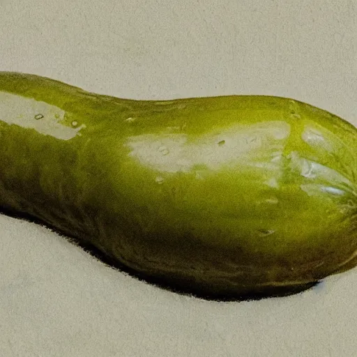 Prompt: large detailed realistic wet pickle