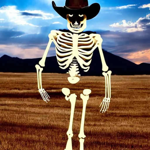 Prompt: cowboy skeleton