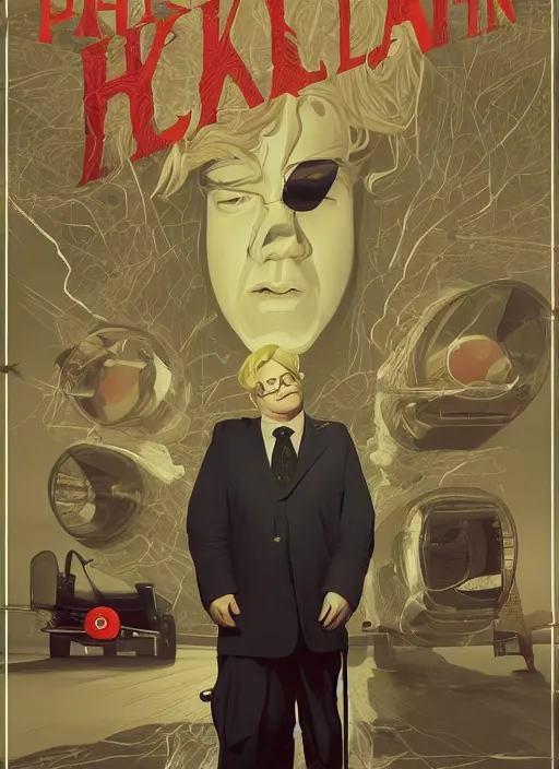 Image similar to poster artwork by Michael Whelan and Tomer Hanuka, Karol Bak of Philip Seymour Hoffman is an airline pilot, from scene from Twin Peaks, clean