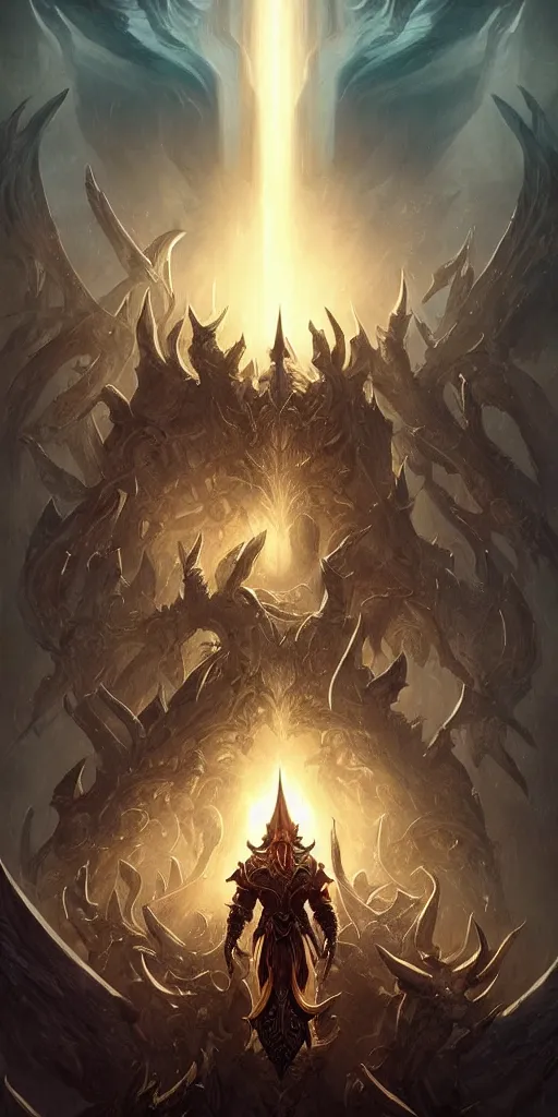 Image similar to symmetry!! diablo 3 the high heavens, highly detailed, perfect lighting, perfect composition, 4 k, artgerm, derek zabrocki, greg rutkowski