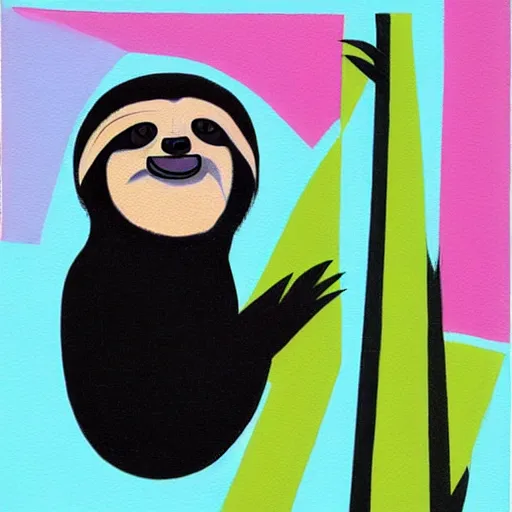 Prompt: a cute sloth, bauhaus style painting