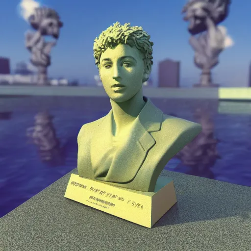 Image similar to vaporwave statues award winning photorealistic high definition