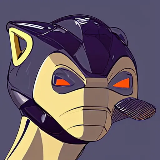 Prompt: anthro robotic dolphin headshot profile picture, side profile shot, commission on furaffinity, digital art by Syd Mead