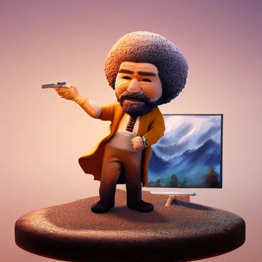 bob ross as a chia pet, photo, studio lighting, Stable Diffusion