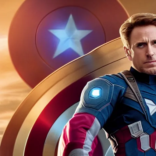 Prompt: movie still of captain america in avengers infinity war saving joe biden