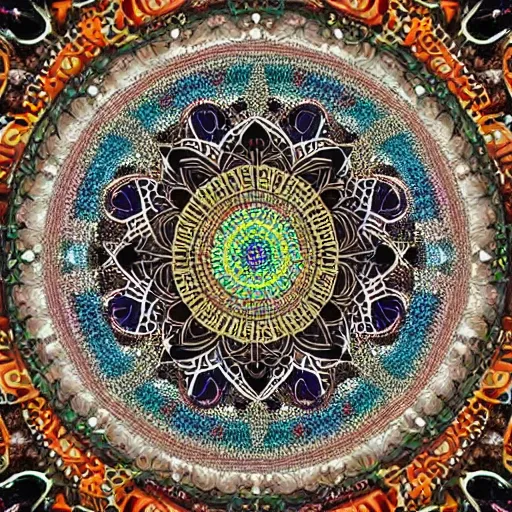 Prompt: a huge mandala stretching over the entire world, intricately detailed, photorealistic, realistic