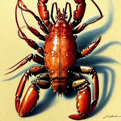 Prompt: (((((1950s lobster . muted colors.))))) by Jean-Baptiste Monge !!!!!!!!!!!!!!!!!!!!!!!!!!!