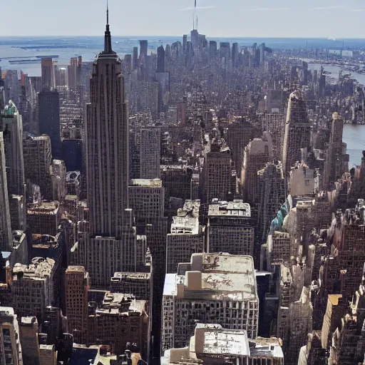 Image similar to new york after an 1 0 magnitude earthquake, 8 k resolution