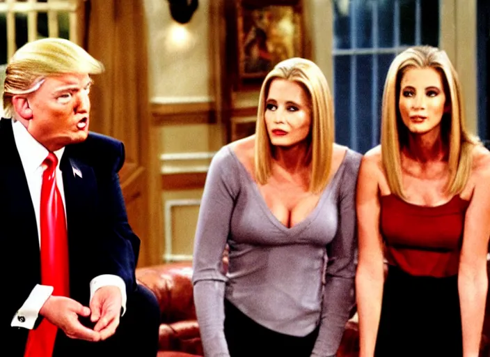 Image similar to film still of donald trump in the tv show friends