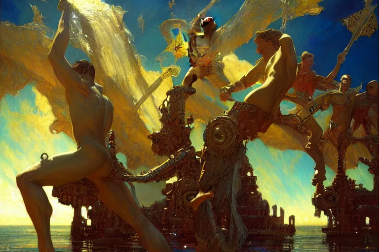 Image similar to atlantis, painting by gaston bussiere, craig mullins, j. c. leyendecker, tom of finland