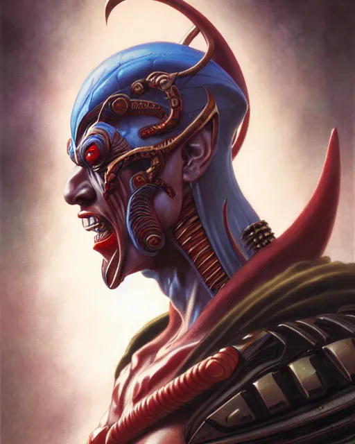 Image similar to goro from mortal kombat fantasy character portrait, ultra realistic, wide angle, intricate details, blade runner artifacts, highly detailed by peter mohrbacher, boris vallejo, hajime sorayama aaron horkey, gaston bussiere, craig mullins