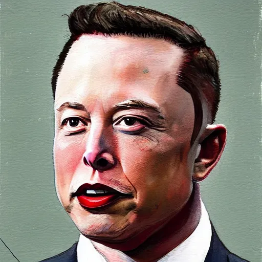 Image similar to painting of Head shaved Elon musk