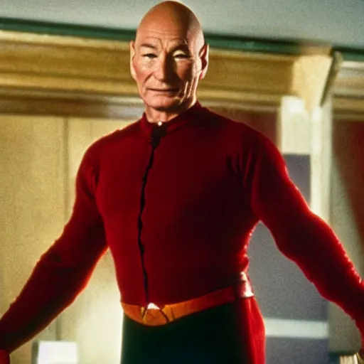 Image similar to a film still of patrick stewart in the movie jingle all the way