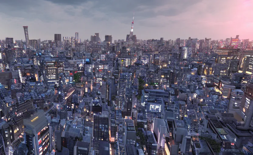 Prompt: unreal engine 5 hdr render of tokyo city from a rooftop view, sunset lighting, hyper realism, realistic shading, cinematic composition, blender render, octane render, hdr, detailed textures, photorealistic, ultrawide shot, 1 6 mm lens