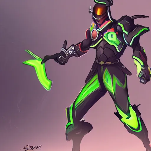 Prompt: digital concept art of a new Genji skin from Overwatch