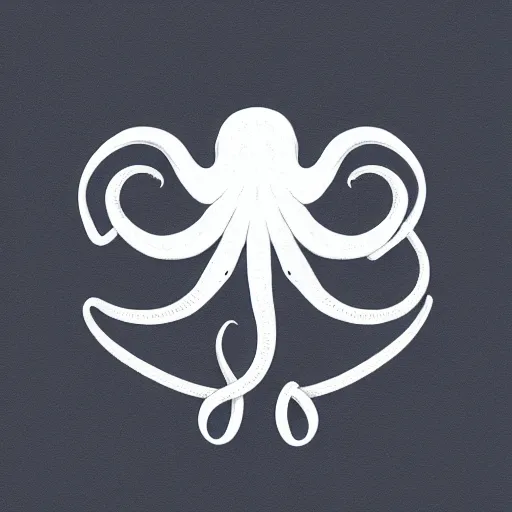 Prompt: octopus symmetric logo painting by tim biskup, matte background, digital painting, minimal, trending on artstation