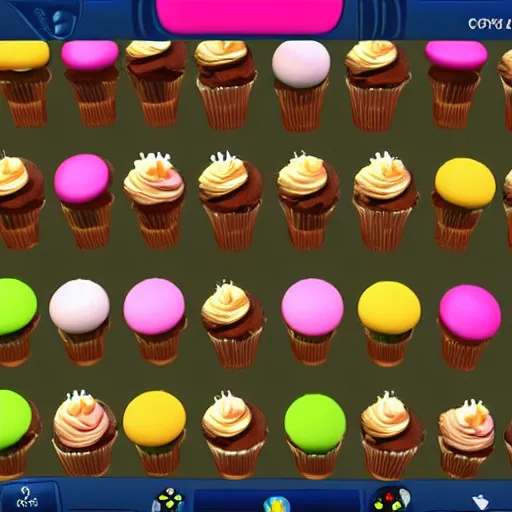 Prompt: screenshot from a 3 d video game about cupcakes