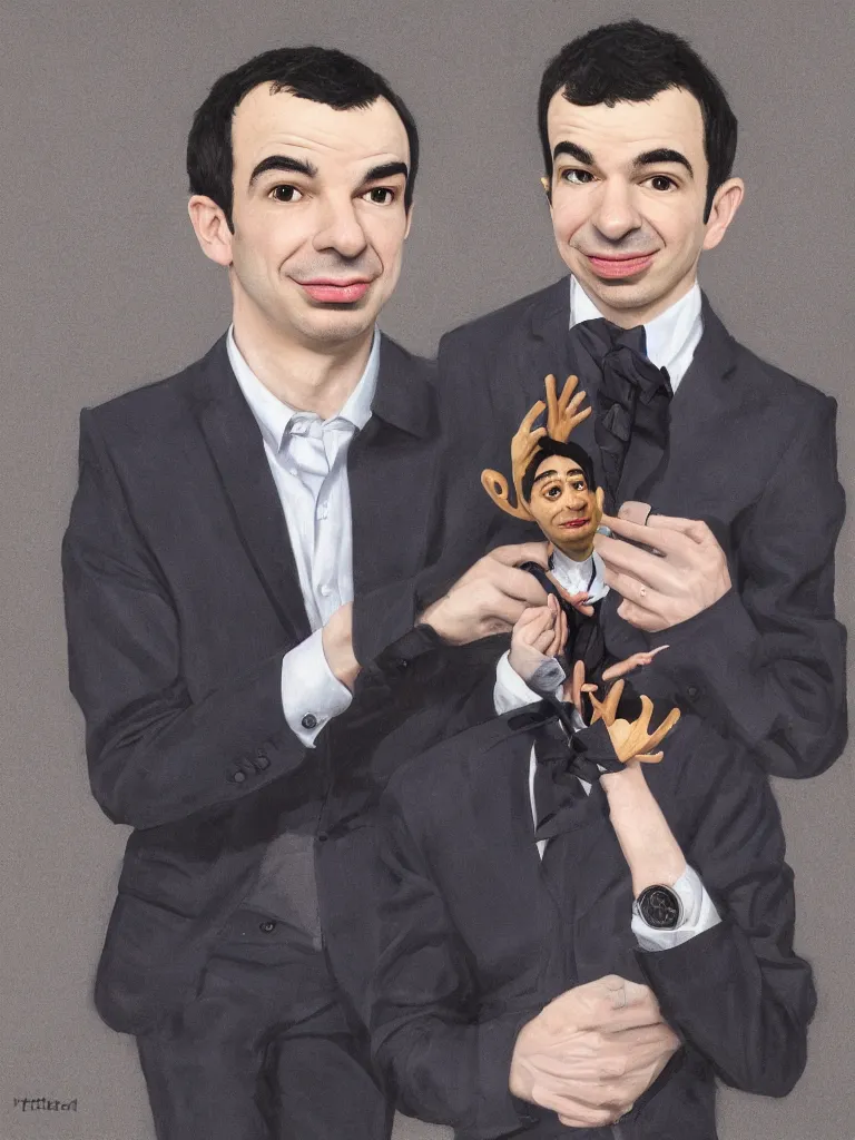 Image similar to nathan fielder is as a puppet master, high detail, 8 k, photorealism