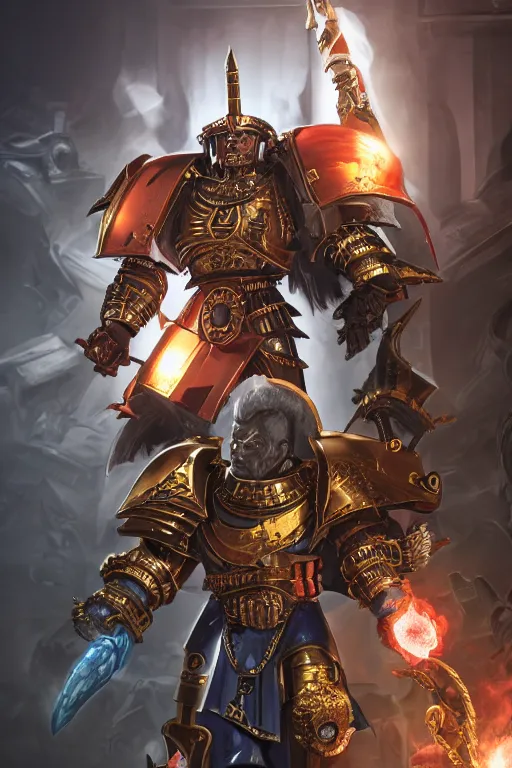 Image similar to queen portrait heros warhammer 4 0 k horus heresy fanart - the primarchs emperor by johannes helgeson animated with vfx concept artist & illustrator global illumination ray tracing hdr fanart arstation zbrush central hardmesh 8 k octane renderer comics stylized