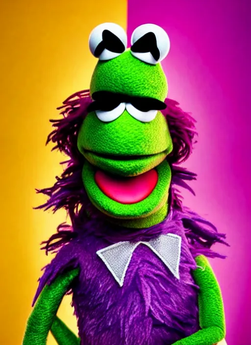 Image similar to studio portrait still of muppet!!!!! loki!!!!!! from avengers infinity war as a muppet muppet as a muppet, 8 k, studio lighting, key light,