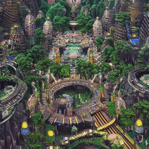 Image similar to jungle city, digital art, cosmic, 3 d high definition, trending on art station, photorealistic, high resolution, v 8 k, octane, hyper detailed, insane details, intricate, elite, ornate, elegant trend, highly detailed and intricate, sharp focus, photography, unreal engine