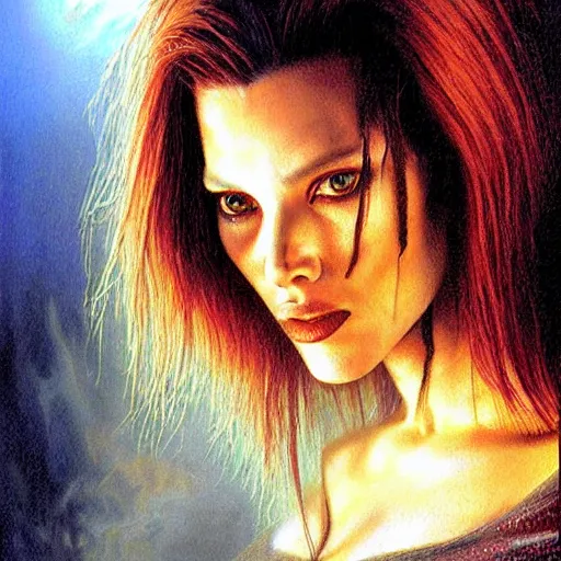 Prompt: a hyperrealistic painting of Scarlett Johanson as a demon by Bob Eggleton,