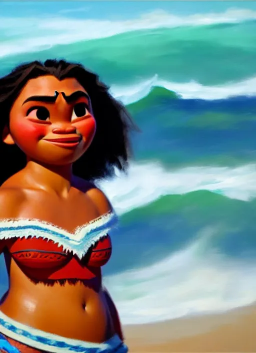 Image similar to moana, soft natural light, stillframe, greg manchess