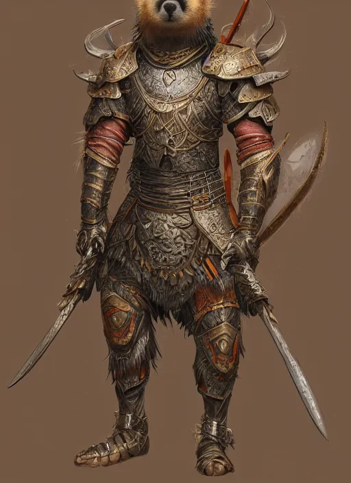 Image similar to detailed concept art illustration painting of an anthropomorphic capybara warrior in full intricate armor, ultra detailed, digital art, octane render, 4K