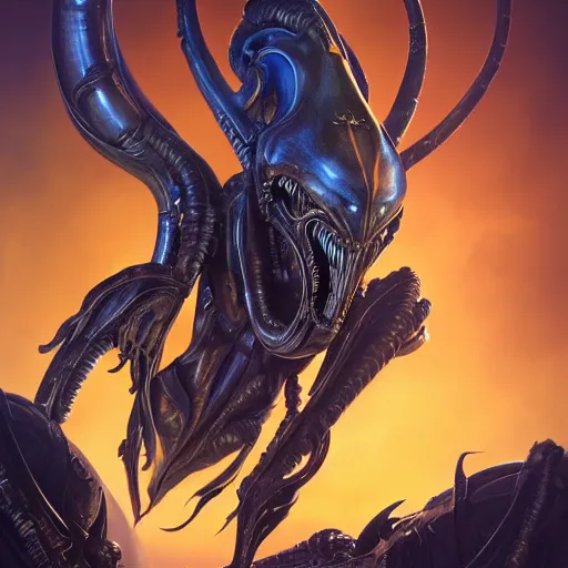 Prompt: a highly detailed vector render of a protoss zealot from starcraft fighting a xenomorph from alien, science fiction, high contrast, blue and black color scheme, art by artgerm and greg rutkowski and alphonse mucha, volumetric lighting, octane render, 4 k resolution, trending on artstation, masterpiece