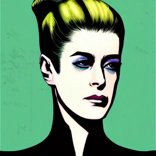 Image similar to Sean Young Rachael from blade runner colored digital illustration by Mark Brooks