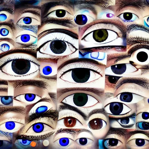 Image similar to a collage of eyes, animated, sharp focus, the all-seeing eye