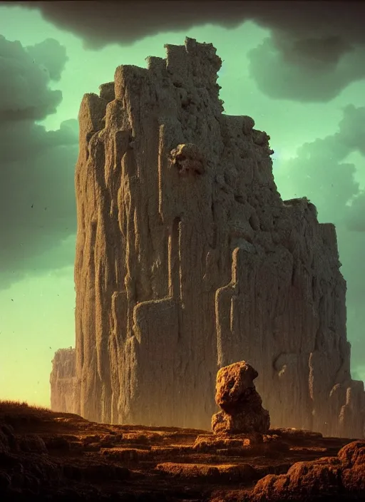 Image similar to A troglodyte women, monumental ruin, Gigantics caustic translucency, luminescence Spheres. by Artgem and Zdzislaw Beksinski, by Kaspar David Friedrich, cgsociety and beeple highly detailed, sharp focus, cinematic lighting, illustration, art, octane render, Unreal Engine Lumen, very coherent. cinematic, hyper realism, high detail, octane render, 8k