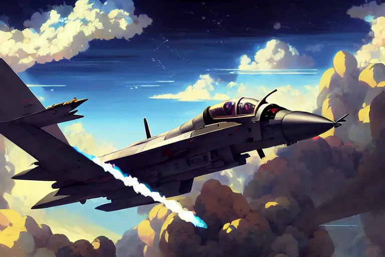 Image similar to baroque oil painting of anime key visual environment concept art of anime fighter jet dogfight in the sky concrete brutalist dark fantasy, rule of thirds, cinematic lighting, fake hidden detail, trending on pixiv fanbox, acrylic palette knife and brush, style of makoto shinkai studio ghibli genshin impact jamie wyeth james gilleard greg rutkowski