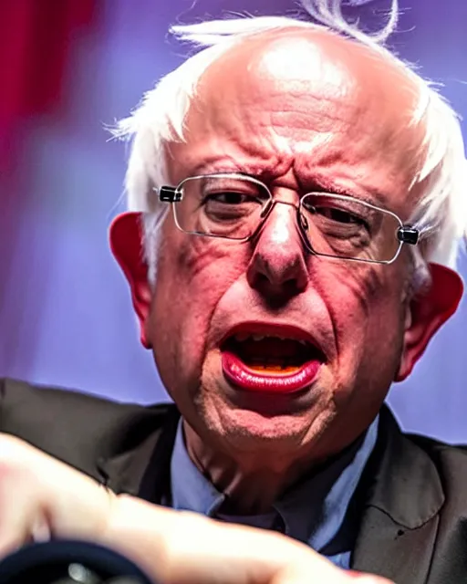 Prompt: Super Saiyan Senator Bernie Sanders Son Goku screams during philibuster speech (AP Photo/Akira Toriyama)