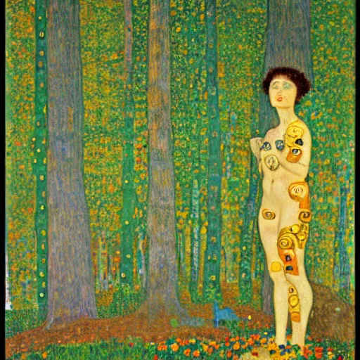 Prompt: forest guardian by gustav klimt