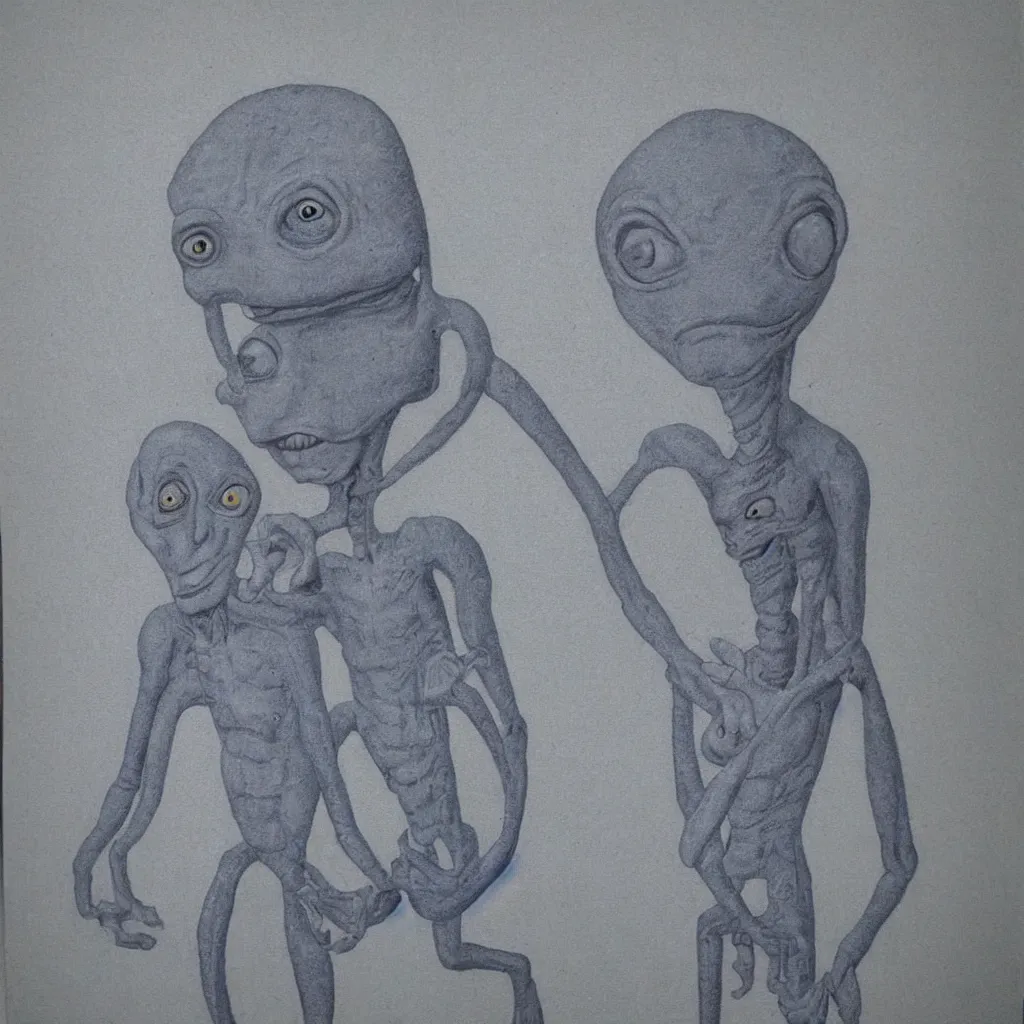 Prompt: Pierre the gray alien