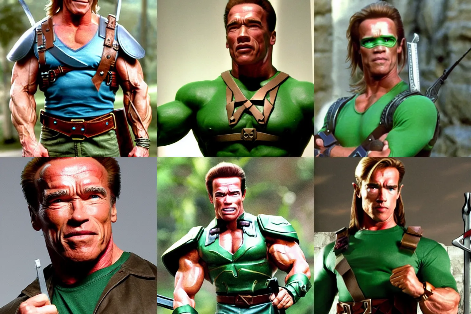 Prompt: Arnold Schwarzenegger as link from Zelda