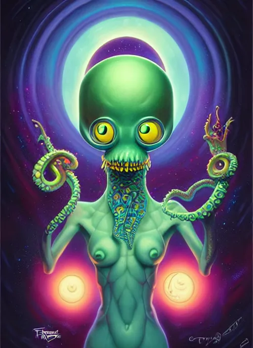 Image similar to cosmic lovecraft pixar character portrait, pixar style, by tristan eaton stanley artgerm and tom bagshaw.