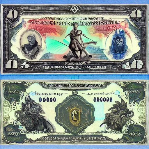 Image similar to banknotes featuring mythical creatures