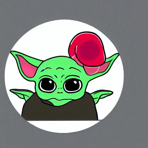 Image similar to cute sticker of baby yoda driving an old truck