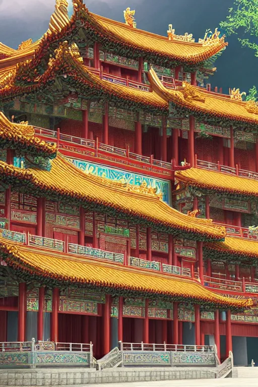 Image similar to Resplendent Chinese style palace, cg big scene, virtual engine, octane rendering