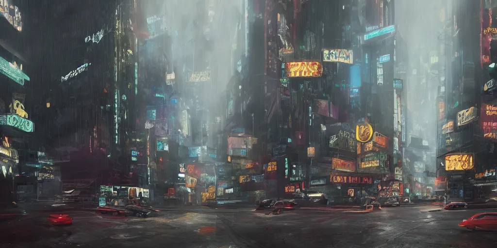 Prompt: a guatemalan solitary cyberpunk city with neon ads and signs with evocative dramatic mood with blade runner vibe with cars and floating vehicles with motion blur with depth of field with bloom with lightshaft with volumetric lights, fog, by jeremy mann, oscar winning graphics, photo realistic, bloom, imax, dynamic lighting, artstation,