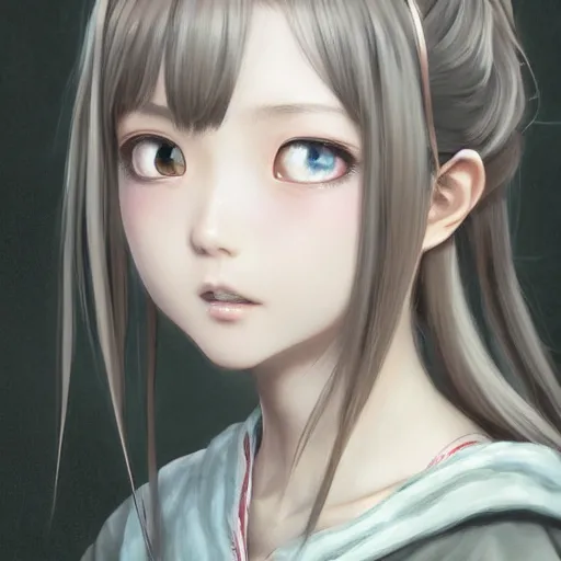 Image similar to ultra-detailed, amazing details, grayish palette, HD semirealistic anime CG concept art digital painting of a Japanese schoolgirl, by a Chinese artist at ArtStation, by Huang Guangjian, Fenghua Zhong, Ruan Jia, Xin Jin and Wei Chang. Realistic artwork of a Chinese videogame, gentle an harmonic colors.