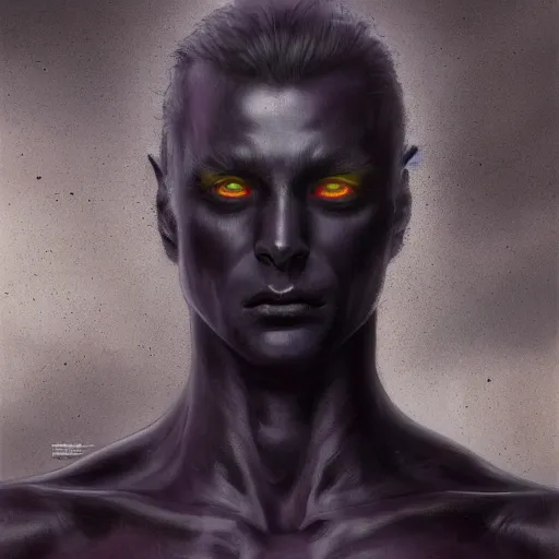 Prompt: a dark human entity with deep purple eyes, a man completely dark, no color, with black magic powers, ultra realistic, 8 k, organic painting, sunny day, matte painting, bold shapes, hard edges, street art, trending on artstation, by huang guangjian, gil elvgren, ruan jia, randy vargas, greg rutkowski