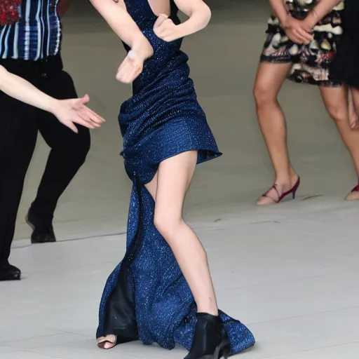 Prompt: model emma watson doing the salsa dance dlsr photo