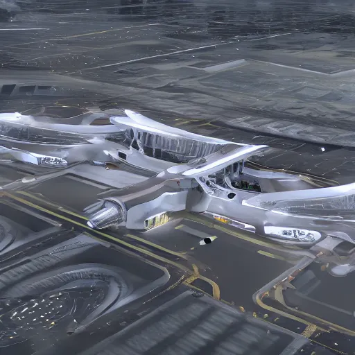 Image similar to sci-fi airport structure on the coronation of napoleon painting and digital billboard in the middle, unreal engine 5, keyshot, octane, artstation trending, ultra high detail, ultra realistic, cinematic, 8k, 16k, in style of zaha hadid, in style of photogrammetry point cloud, in plastic,dark, tilt shift,