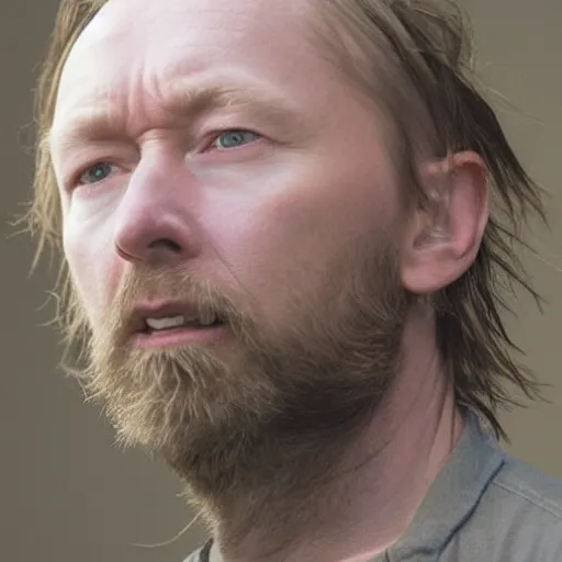 Prompt: Thom Yorke lost, a photo by John E. Berninger, trending on pinterest, private press, associated press photo, angelic photograph, masterpiece