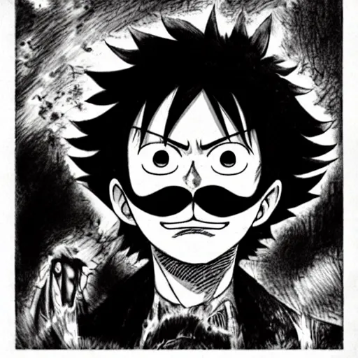 Prompt: [ luffy mustache ] ( by kentaro miura ) ( by george morikawa )